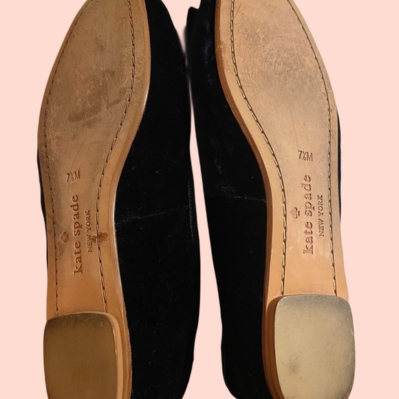 Kate Spade Navy Velvet Loafers with Bow - Picture 2 of 2